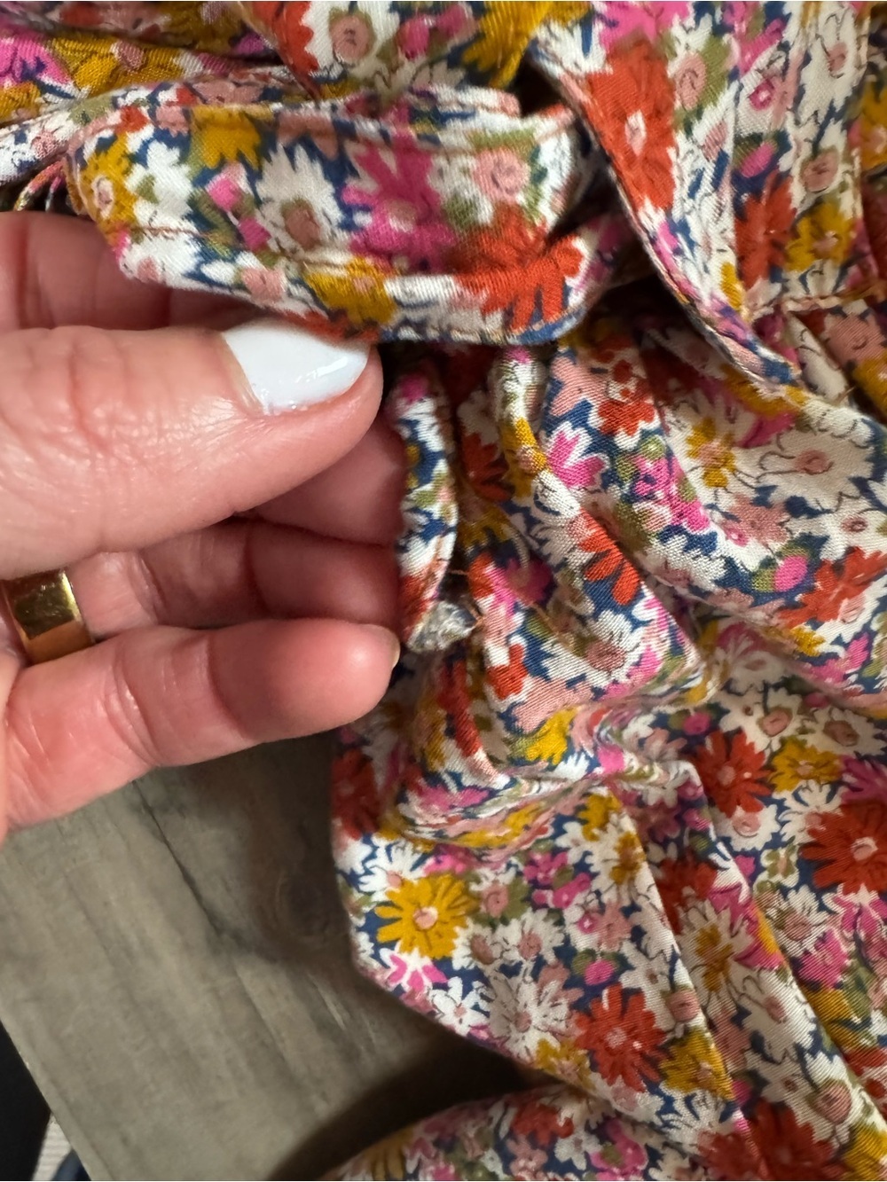 easel Floral Puff-Sleeve Midi Dress in Pink & Orange - Picture 4 of 10